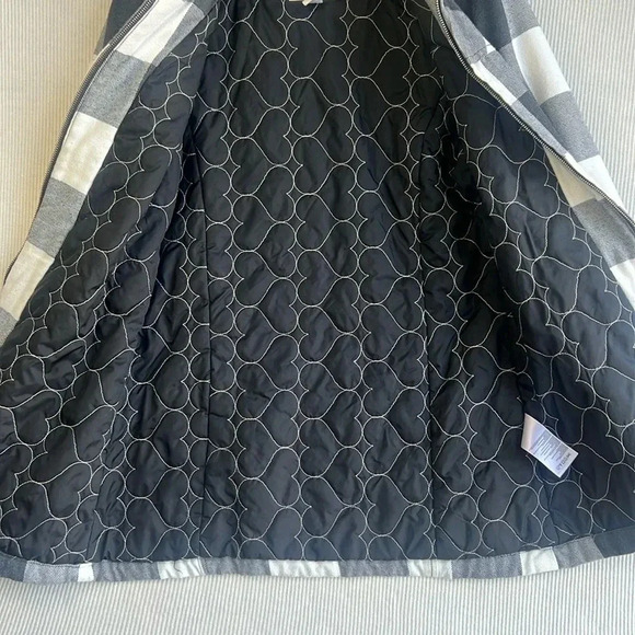 ROXY Y2K Plaid Faux Fur Hooded Jacket Coat Size MEDIUM - Picture 7 of 12